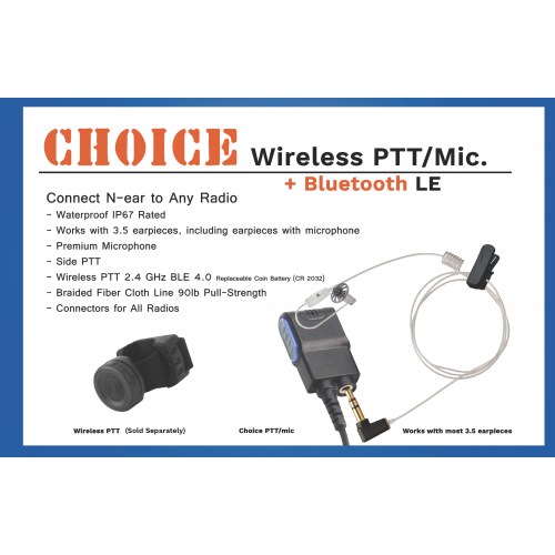 Wireless PTT, Bluetooth LE, Water Proof IP67 (works with CHOICE PTT/mic.)