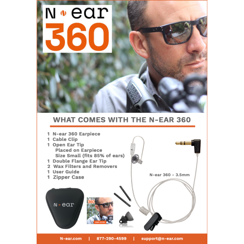 N•ear 360™ Original Single Ear Earpiece 22 cable, 3.5mm connector