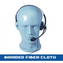 Braided Fiber Lightweight Single Muff adjustable Headset with boom MIC and inline PTT (HSS+)