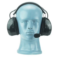 Lightweight Flex Over the Head Headset - Black - dual muff with noise cancelling boom MIC (HS3) 