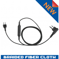 SnapLock Earpiece Base - Braided Fiber Cloth - 1 Wire - SLIM PTT/Shielded Mic