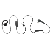 1 Wire Swivel Retail earpiece, Small inline PTT/Mic. Coiled resin bottom cord (SWVL1WR)