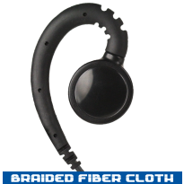 1 Wire Swivel earpiece w/ Braided Fiber Cloth inline PTT/Mic. (SWVL+1W)
