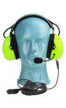 Lightweight Flex Over the Head Headset - Green - dual muff with noise cancelling boom MIC (HS3G)