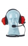 PTT on Dual Muff Headset - Noise Cancelling Boom Mic - Red (HS4R)