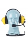 PTT on Dual Muff Headset - Noise Cancelling Boom Mic - Yellow (HS4Y)