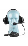 PTT on Cable -  Dual Muff Headset - Noise Cancelling Boom Mic - Black (HS5)