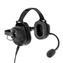 Behind the Head Dual Muff Headset with PTT on Cable - Black