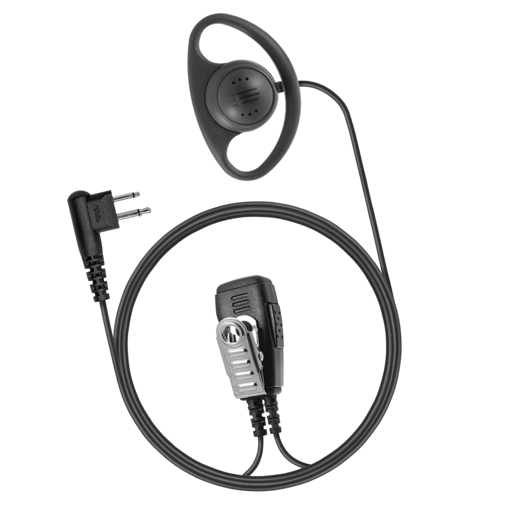 [DR1WB-M12] 1-Wire D-Ring Earpiece with 2 Lines Out Bottom of PTT/Mic (Motorola - M12)