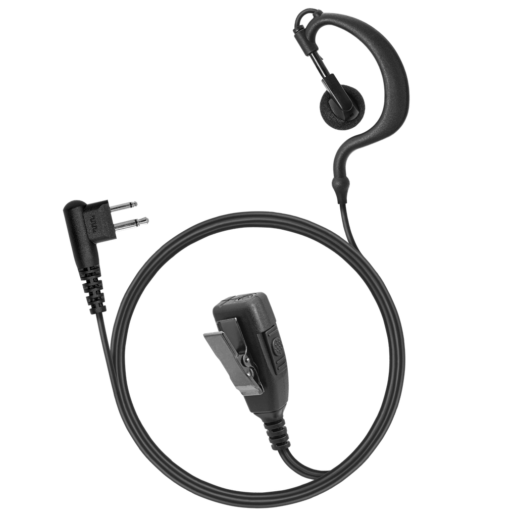 [EH1WB-M12 (ECO)] 1-Wire Ear Hook Earpiece with 2 Lines Out Bottom of PTT/Mic - ECO Line (Motorola - M12)