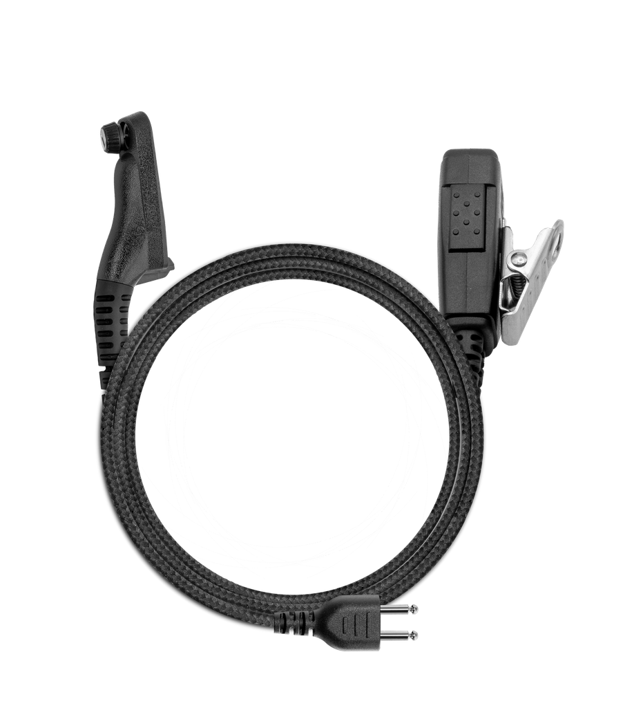 [SL+1WB-M12] 1-Wire SnapLock Earpiece Base with 2 Lines Out Bottom of PTT/Mic & Braided Fiber Cloth (Motorola - M12)