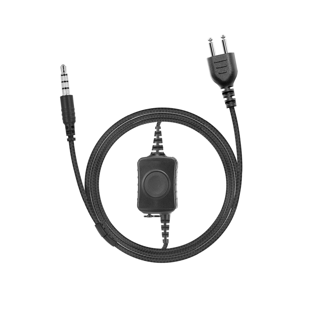 1-Wire SnapLock Earpiece Base with Braided Fiber Cloth & Large PTT