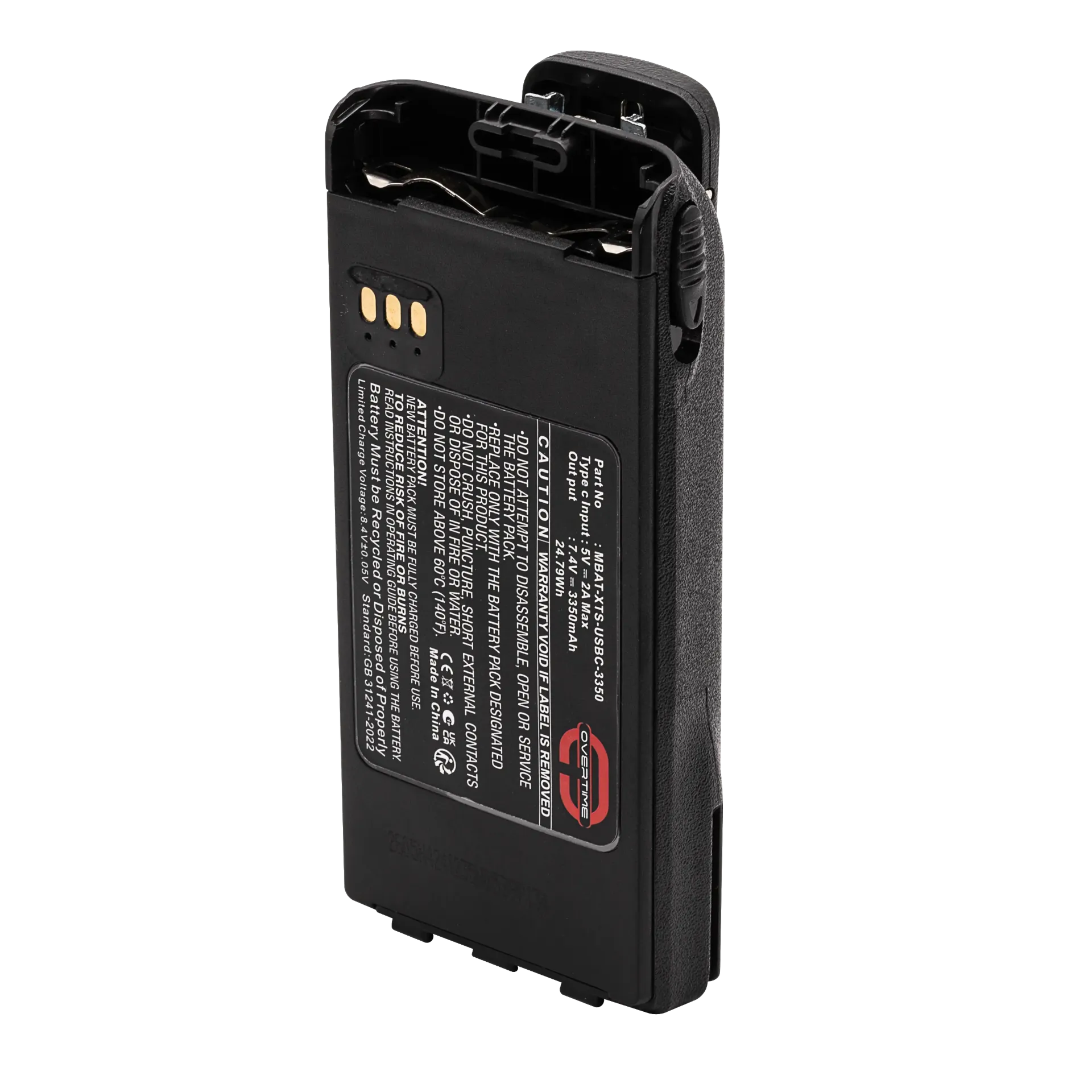 [MBAT-XTS-USBC-3350] Li-Ion Battery for Motorola XTS Radios, 3350mAh, USBC