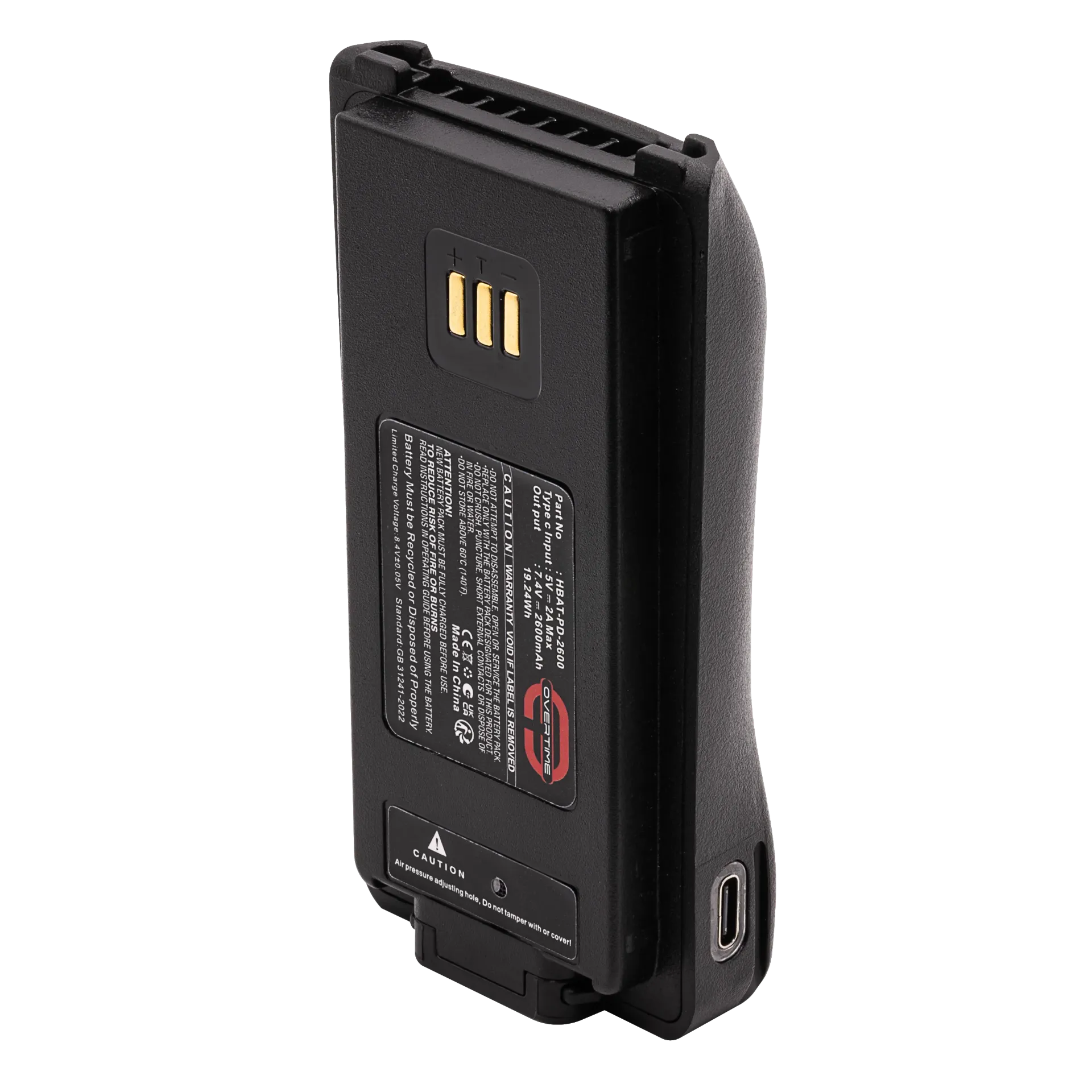 Li-Ion Battery for Hytera PD7 Radios, 2600mAh, USBC