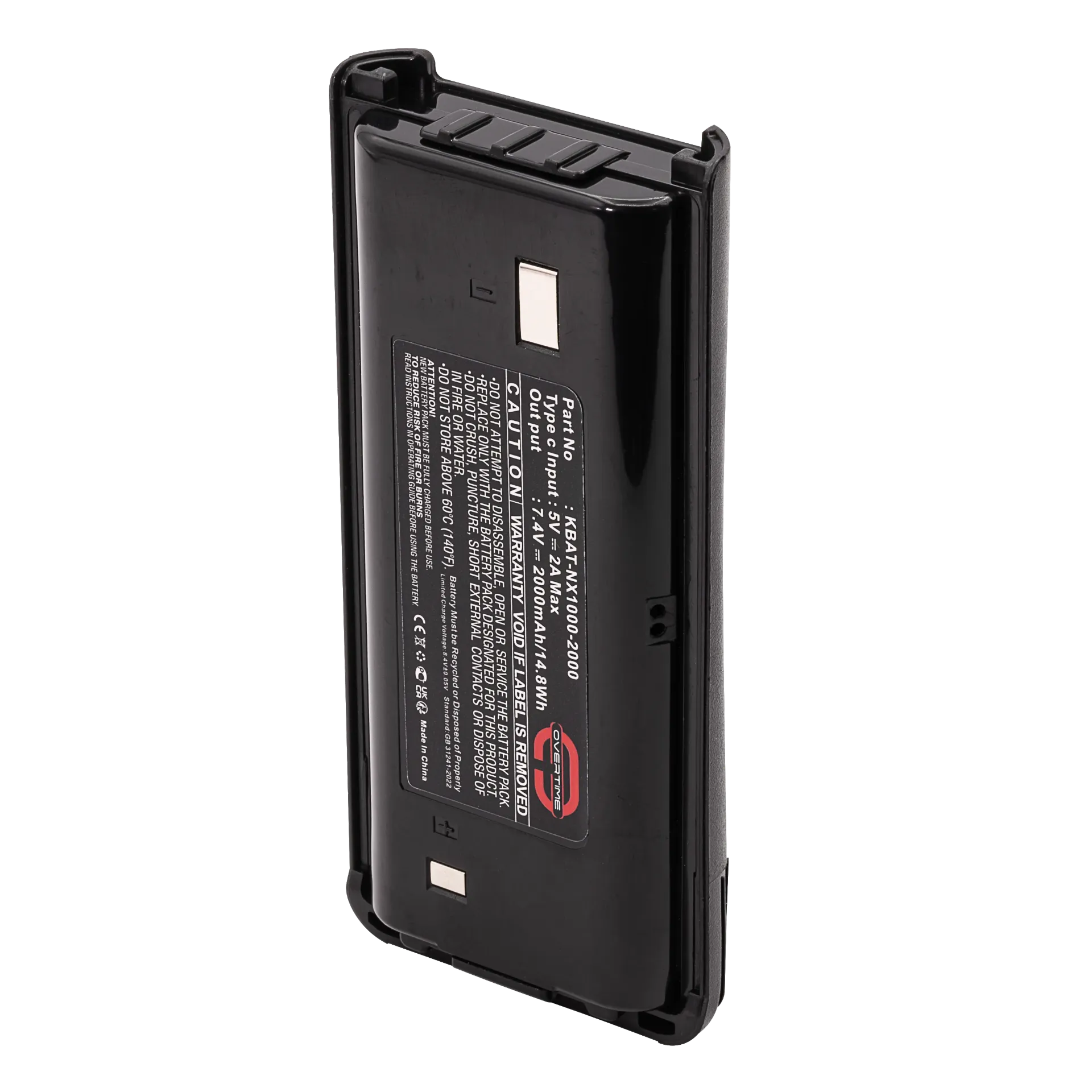 [KBAT-NX1000-USBC-2000] Li-Ion Battery for Kenwood NX1000 Radios, 2000mAh, USBC