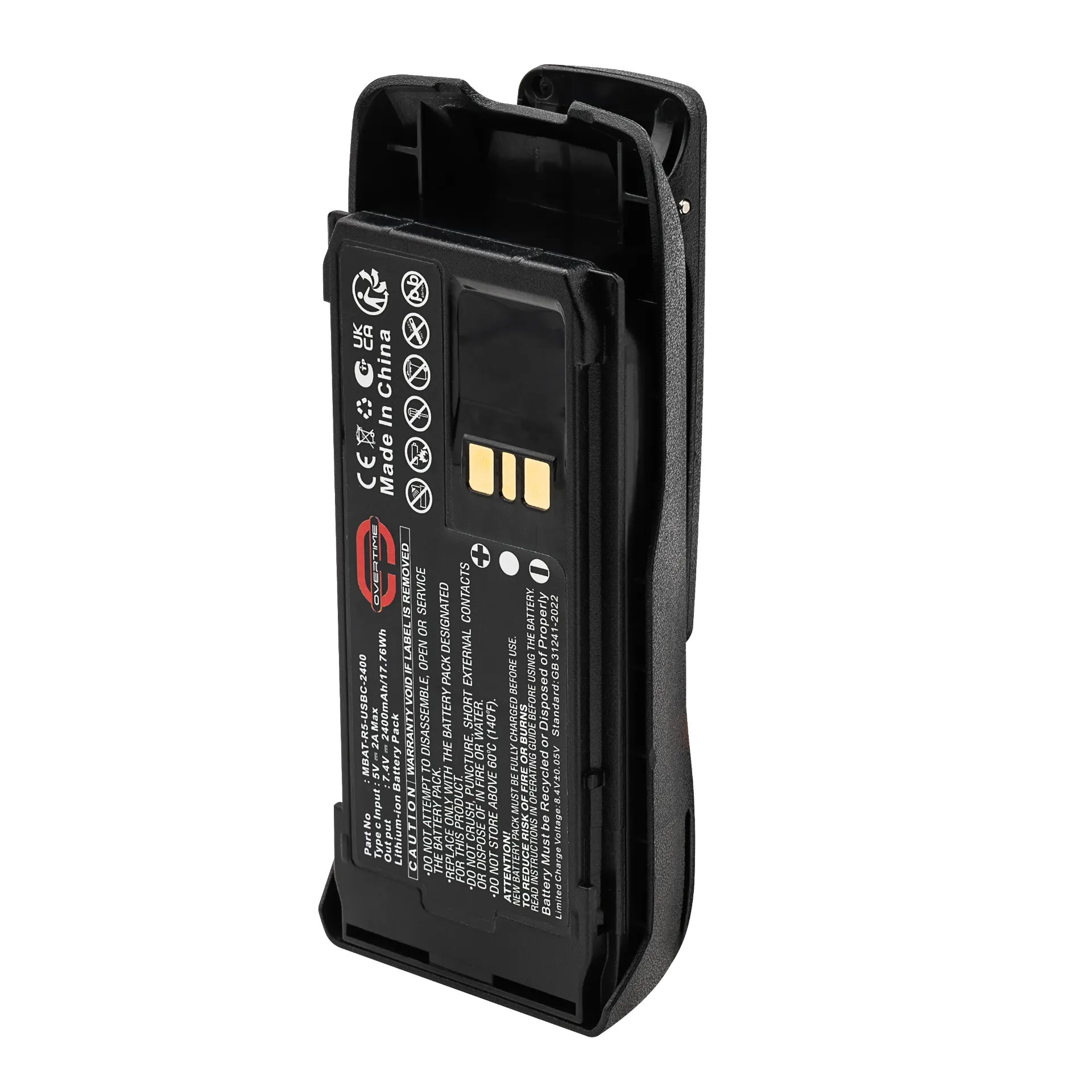 Li-Ion Battery for Motorola R5 Radios, 2400mAh, USBC