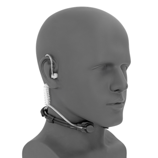 Throat Microphone Adjustable, Acoustic Tube with Inline PTT and Extra Tip